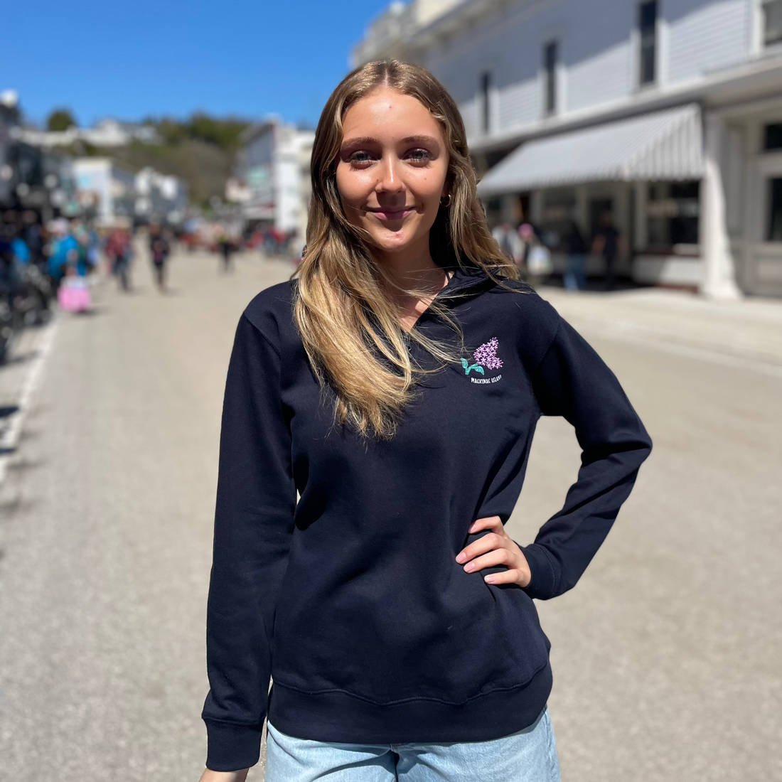 Embroidered Quarter Zip Sweatshirt