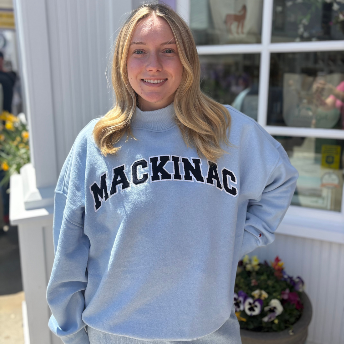 Blue Mackinac Mock Neck