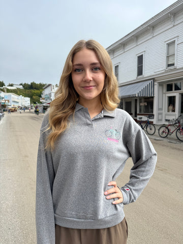 Heather Gray Island Girl Bike Polo Sweatshirt