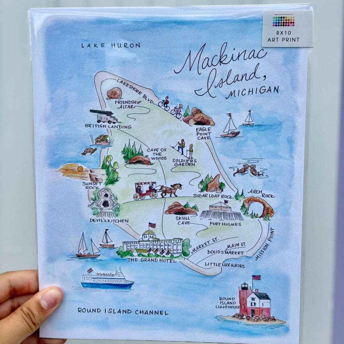 Mackinac Island Map Single Notecard