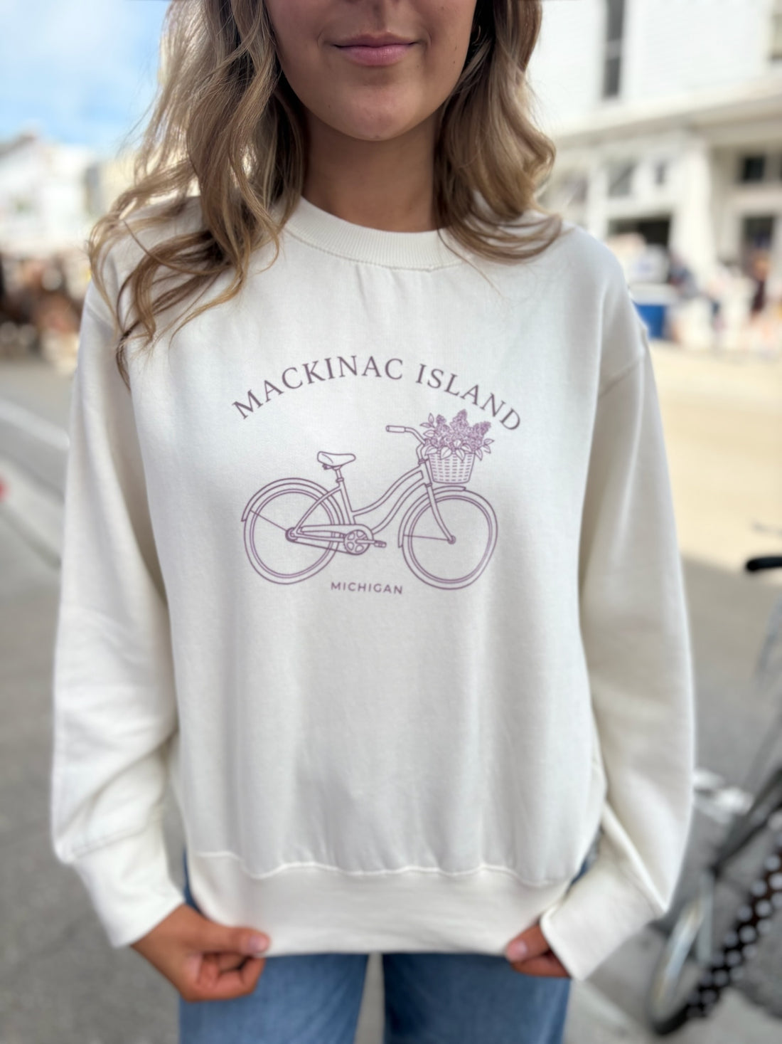 Lilac Bike Blended Linen Crewneck