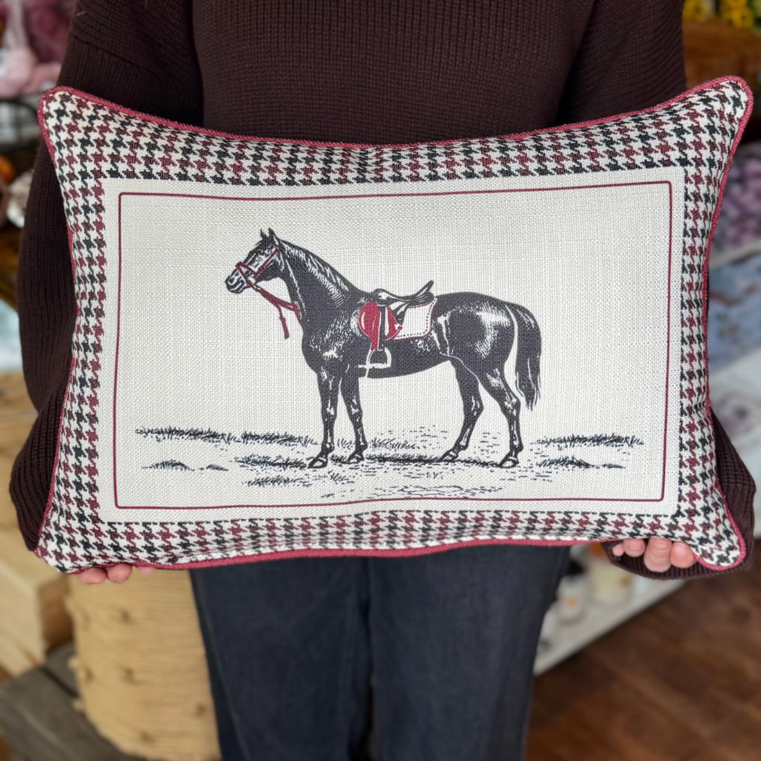 Houndstooth Horse Pillow