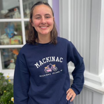 Navy Mackinac Bike Crewneck Sweatshirt