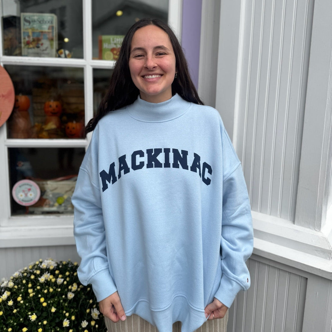 Blue Mackinac Mock Neck