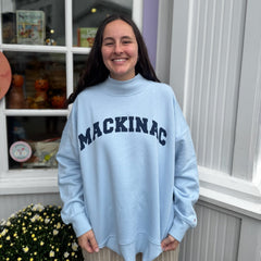 Blue Mackinac Mock Neck