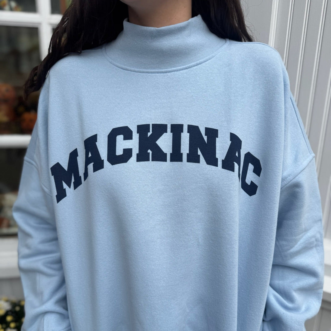 Blue Mackinac Mock Neck