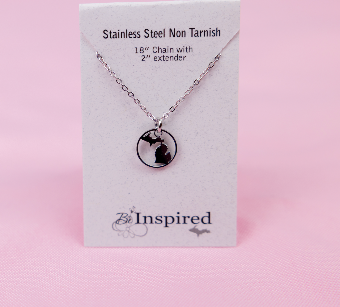 Michigan Circle Outline Pendant Necklace
