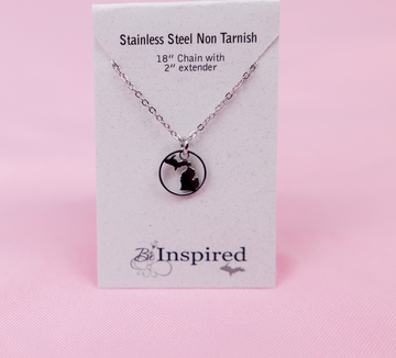 Michigan Circle Outline Pendant Necklace