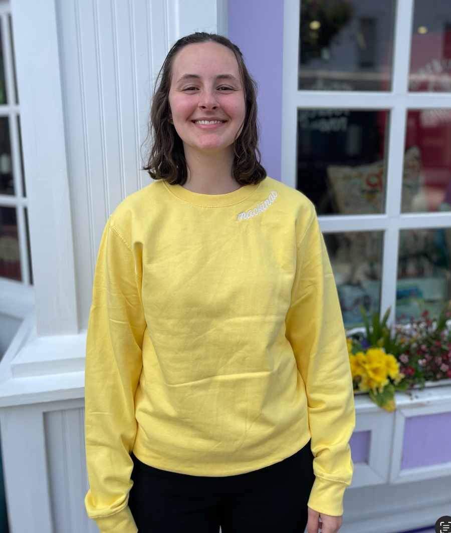 Butter Yellow Mackinac Embroidered Crewneck