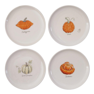 6" Round Stoneware Plate with Pumpkin