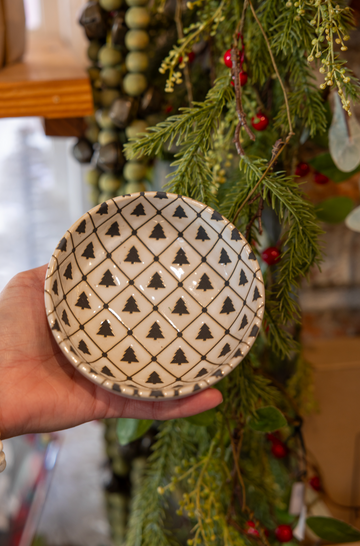 Stoneware Bowl with Tree Pattern