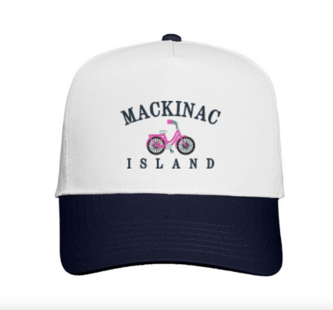 White Navy Mackinac Bike Hat