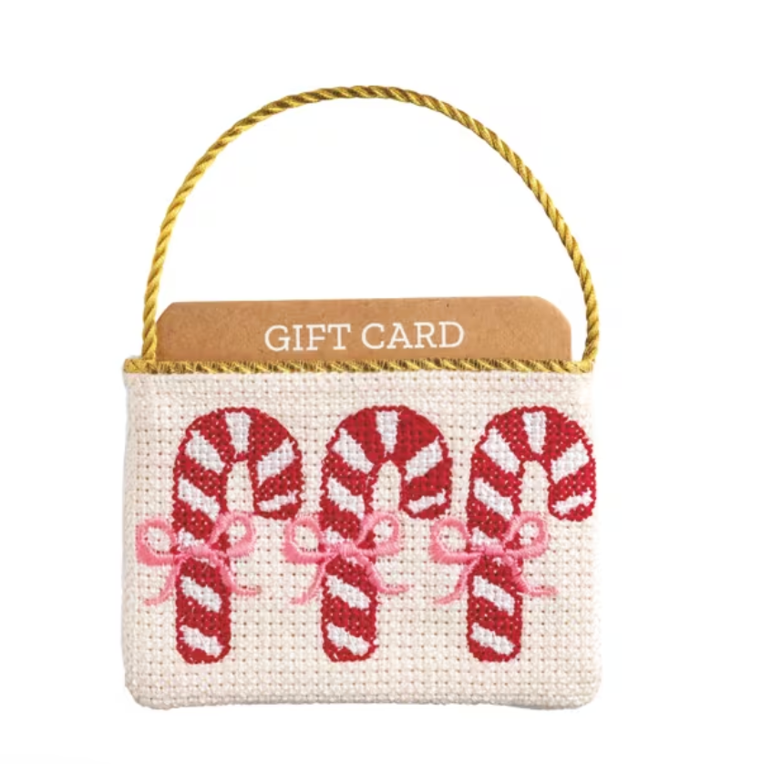 Candy Cane Needlepoint Gift Card Pouch