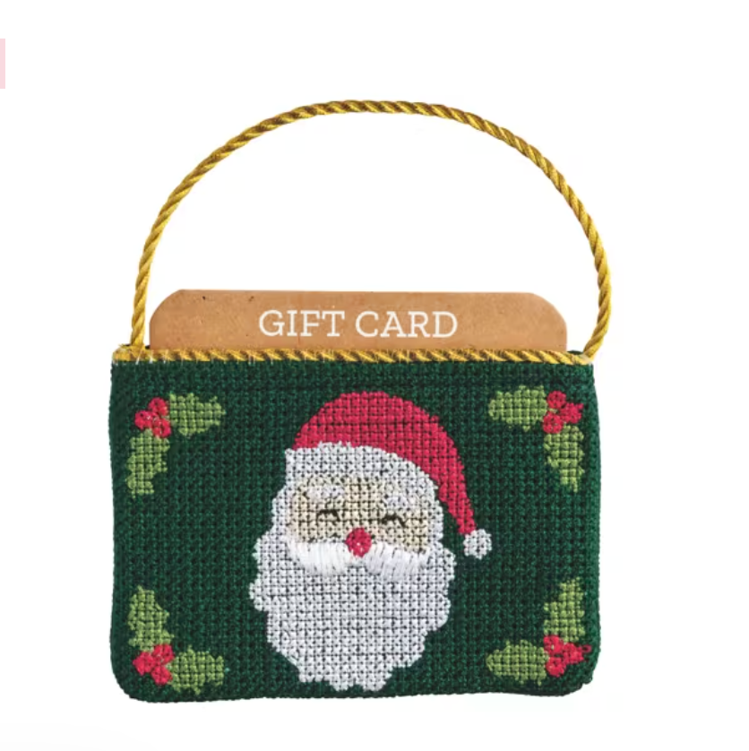Santa Needlepoint Gift Card Pouch