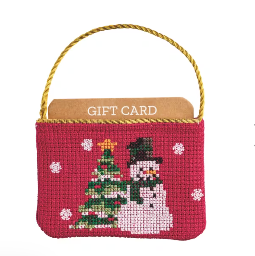 Snowman Needlepoint Gift Card Pouch
