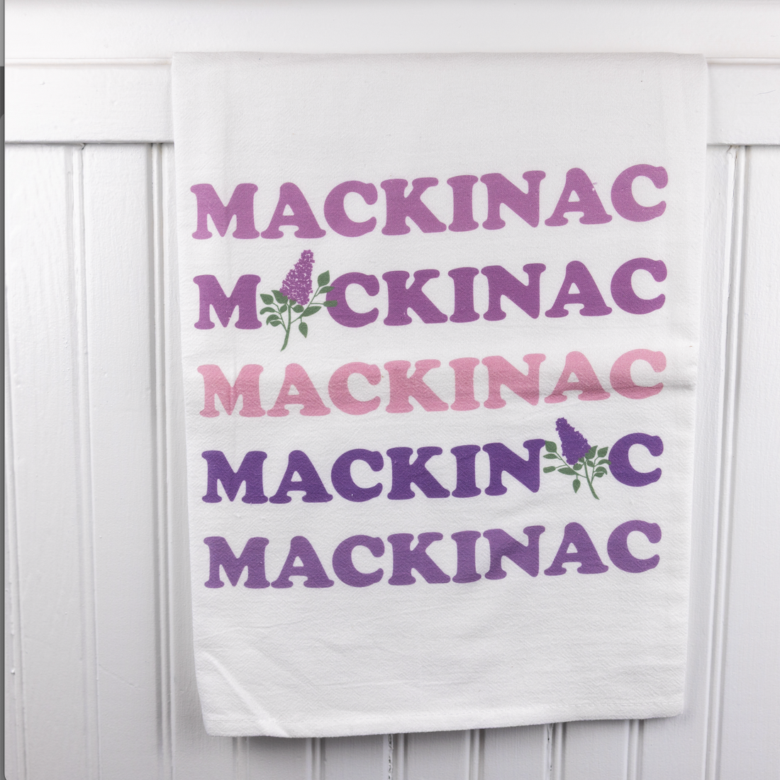 Mackinac Lilac Repeated Tea Towel