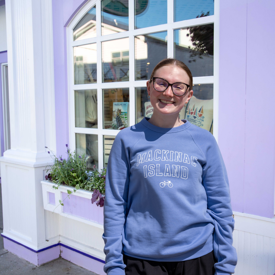 Lavender Blue Mackinac Island Bike Crewneck