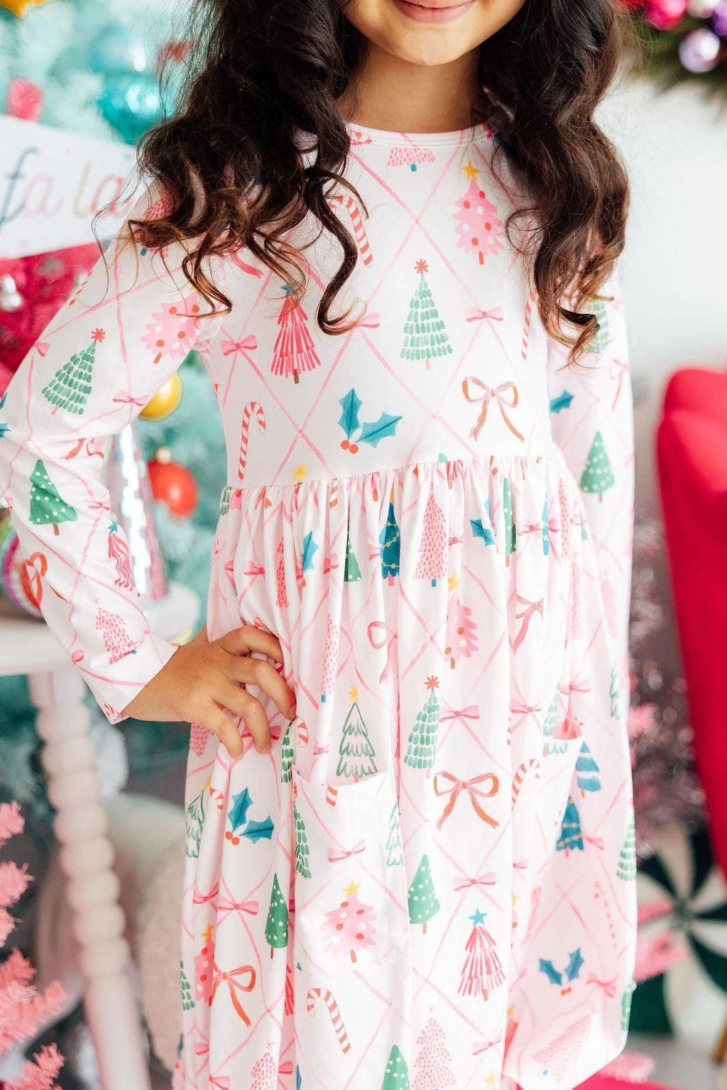 Very Merry Long Sleeve Pocket Twirl Dress