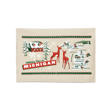 "Holiday Greetings from Michigan" Flour Sack Towel