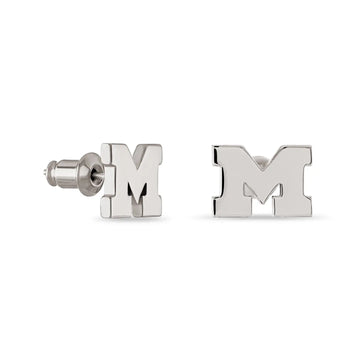 Michigan Block M Stainles Steel Earrings