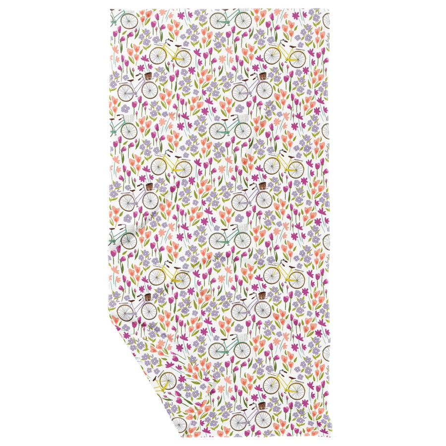 Floral Bikes Recycled Waffle Dish Towel