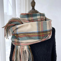 Plaid Vintage Tassel Shawl