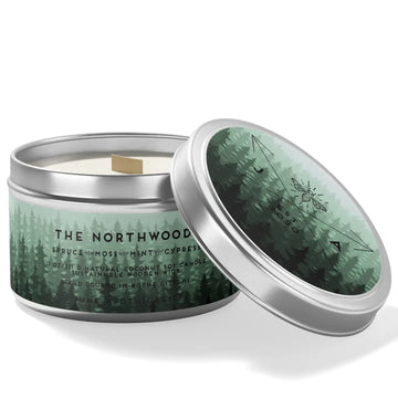 The Northwoods Wooden Wick 11 oz Tin Candle