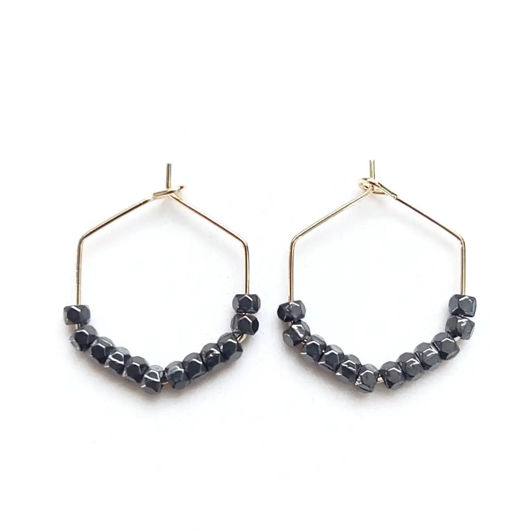 Gunmetal Hexagon Hoops