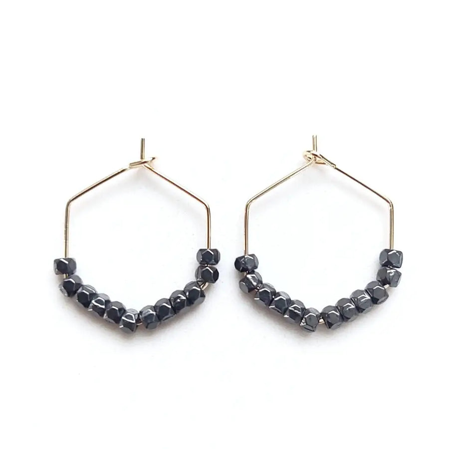 Gunmetal Hexagon Hoops