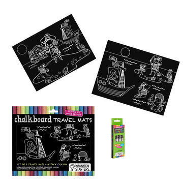 Reusable Coloring Pirates Travel Mat Set