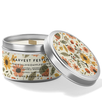 Harvest Festival Wooden Wick 11 oz Tin Candle
