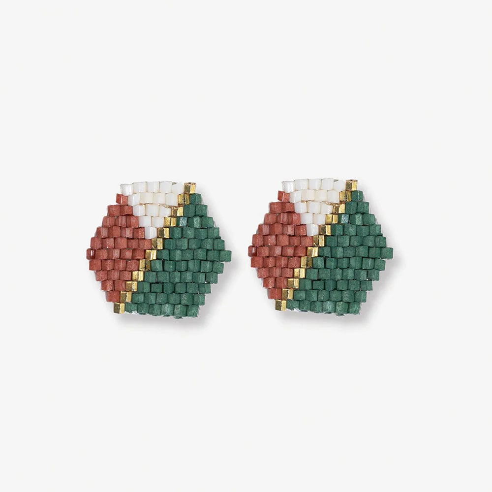 Casey Hexagon Post Beaded Earrings