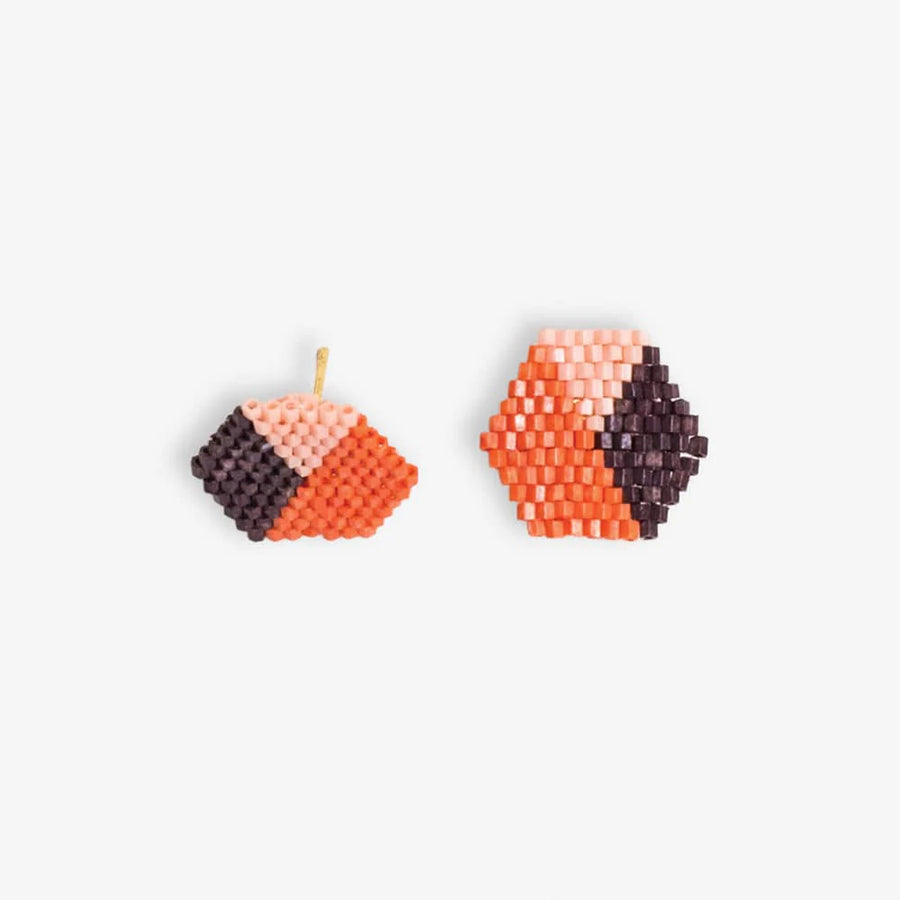 Casey Hexagon Post Beaded Earrings