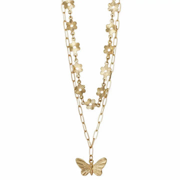 Spring Flyer Gold Flower Layer Necklace