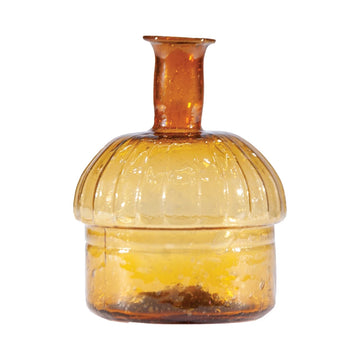Hand-Blown Embossed Seeded Glass Vase