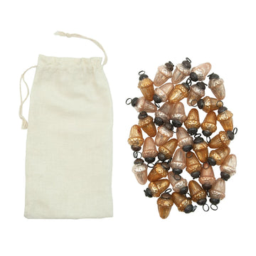 Mercury Glass Acorn Shaped Ornaments in Muslin Bag,