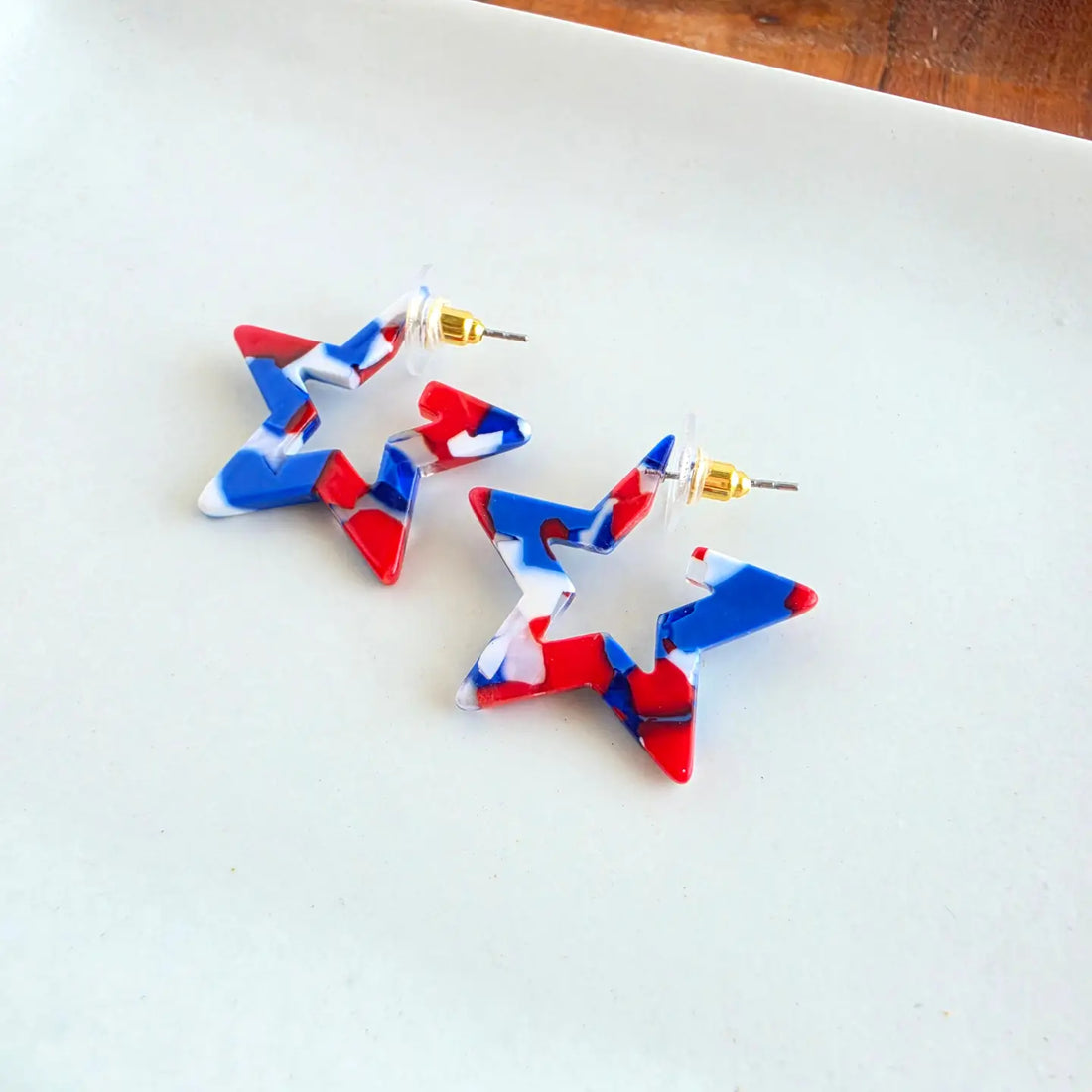 Mini Star Hoops - Red, White & Blue