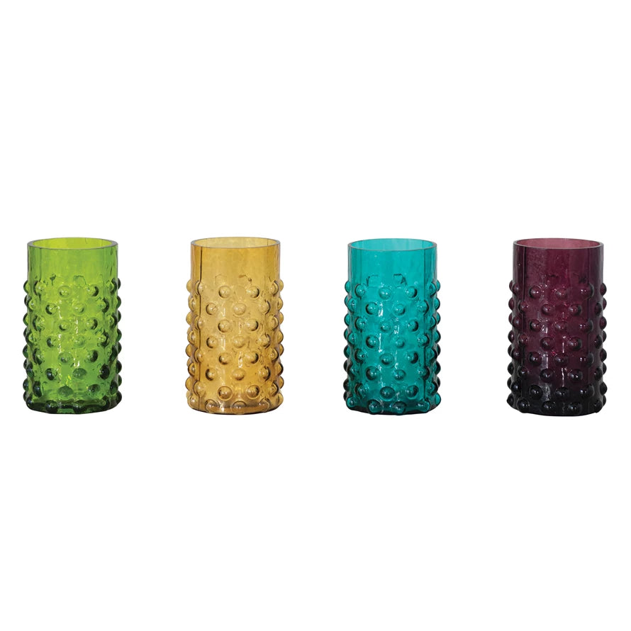 Colorful Hobnail Drinking Glass