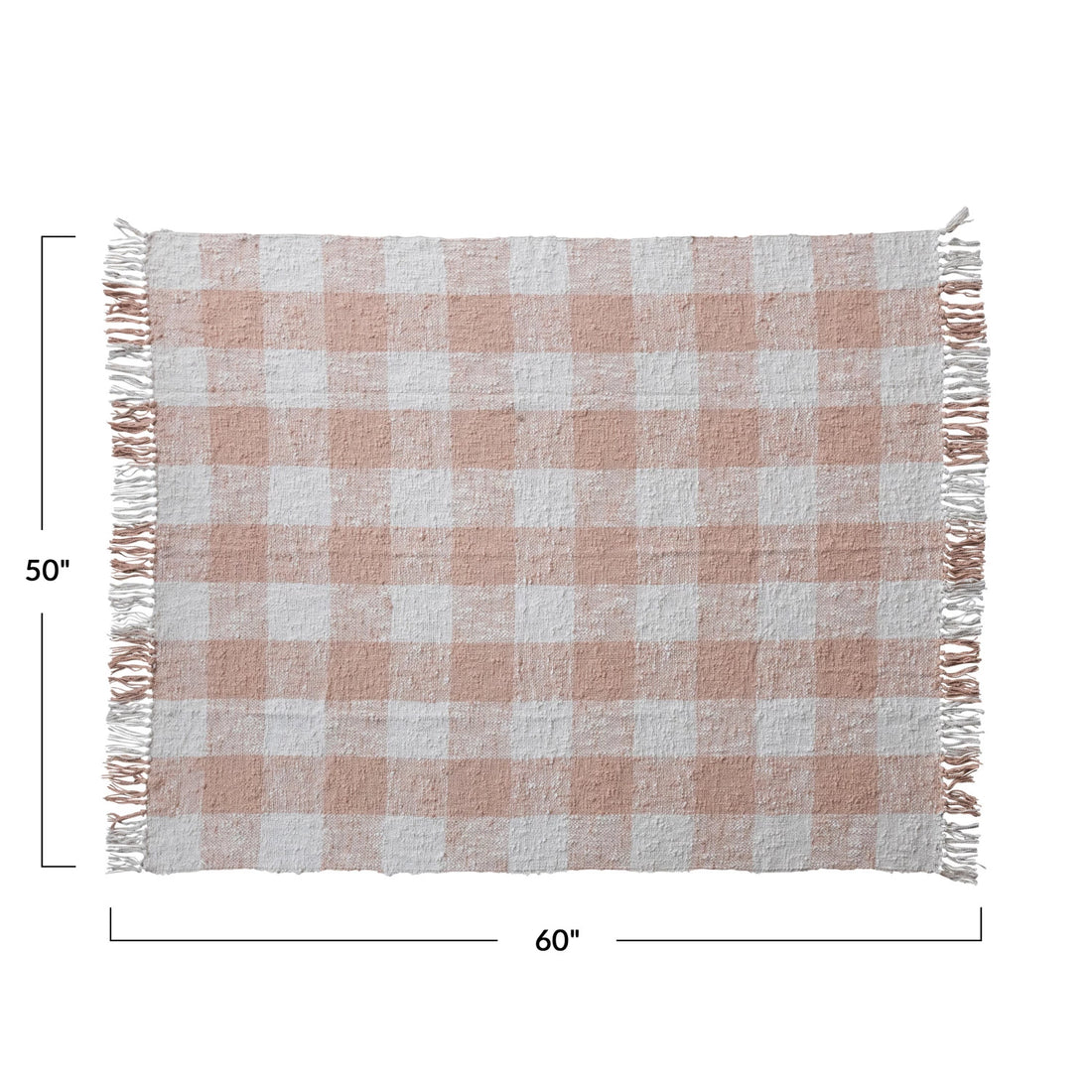 Pink & Cream Woven Cotton & Linen Throw