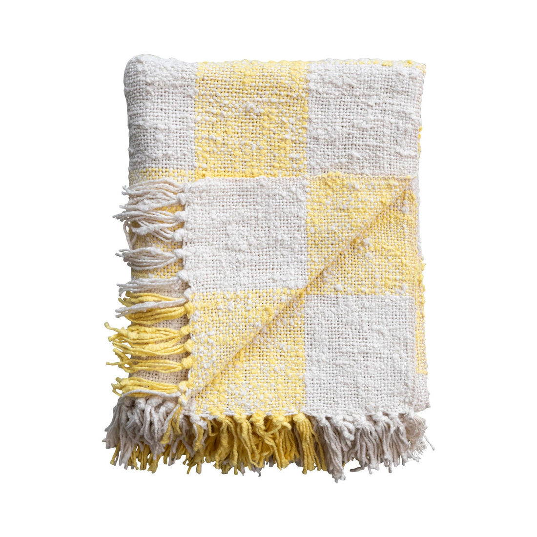 Yellow & Cream Woven Cotton & Linen Throw