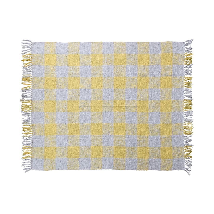 Yellow & Cream Woven Cotton & Linen Throw