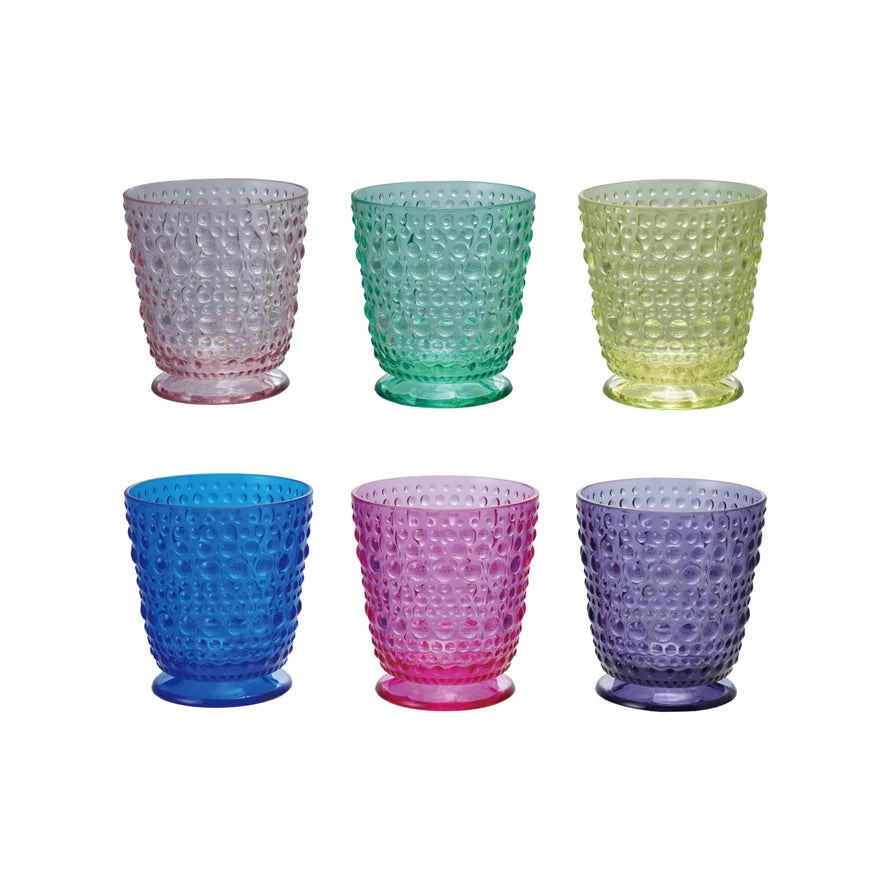 Footed Drinking Glass with Raised Dots