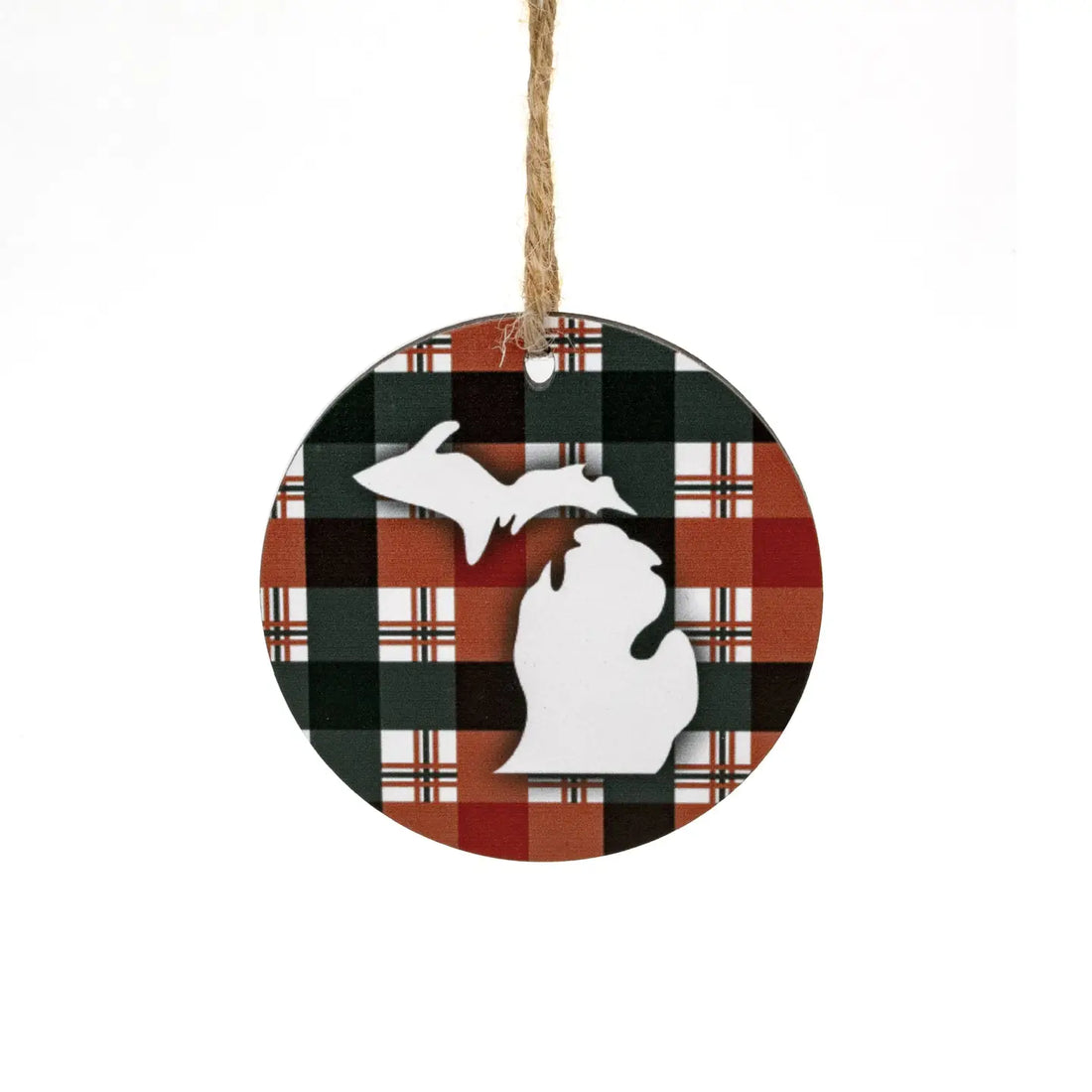 Plaid Michigan Wood Ornament