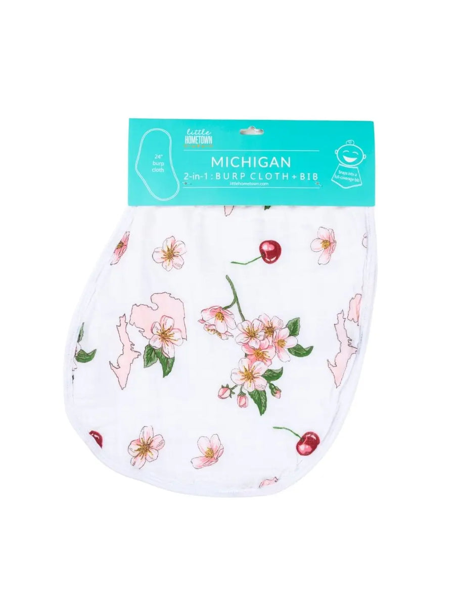 Michigan Baby Burp and Bib - Floral