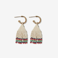 Leta Mini Gold Hoop Confetti Top And Stripe Short Fringe Earrings