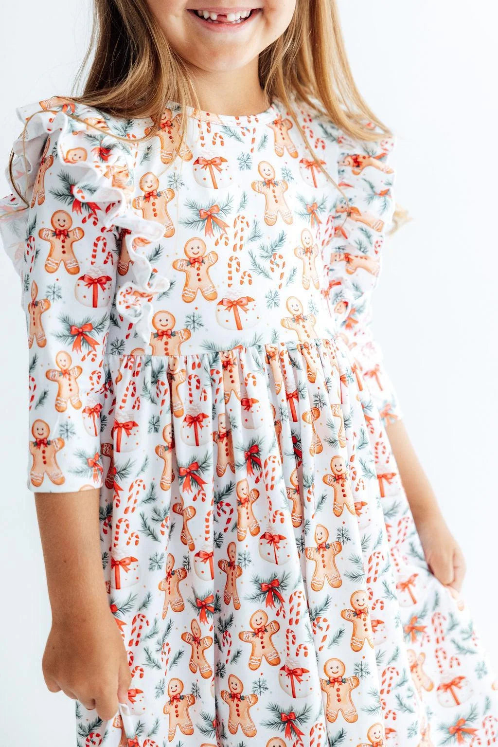 Gingerbread Lane Long Sleeve Pocket Twirl Dress