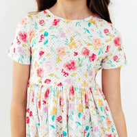 Painted Poisies Short Sleeved Pocket Twirl Dress