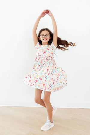 Painted Poisies Short Sleeved Pocket Twirl Dress