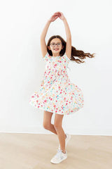 Painted Poisies Short Sleeved Pocket Twirl Dress