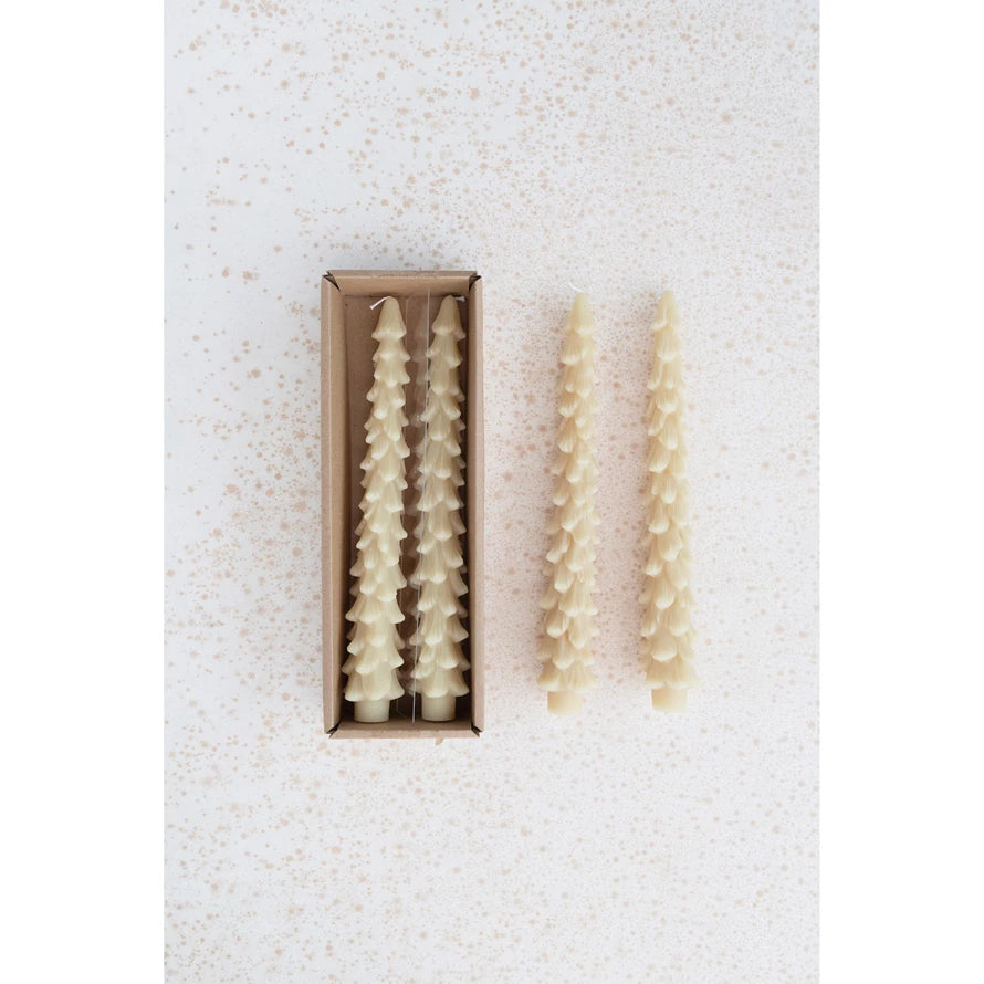 Tree Shaped Cream Taper Candles